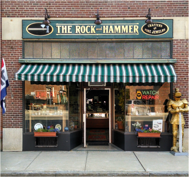 The Rock and Hammer storefront in Bellows Falls